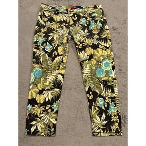 Vintage Bongo Jeans Womens 34x25 Floral Pants Denim 90s Retro Boho Resort Summer